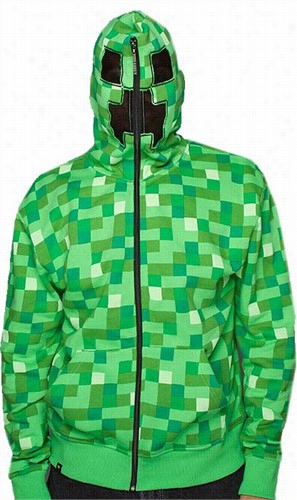 Minecraf Tcreeper Premmium Zip-up Hoodie Fir  Adults And Kds