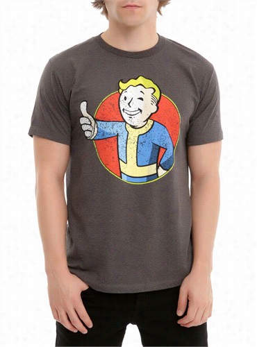 Official Dist Ressed Vault Boy Fallout Mens T-shirt