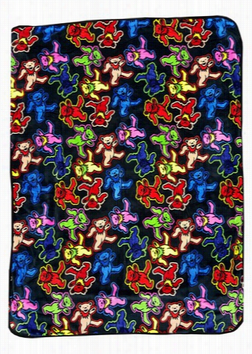 Officiial Grateful Dead Dancing Bears Fleece Throq Blanket (50x  60 Inches)