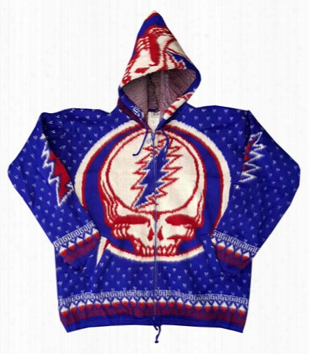 Official Grateful Dead Steal Your Face Fleece Adult Hooded Zip Up Sweatshirt (blue)