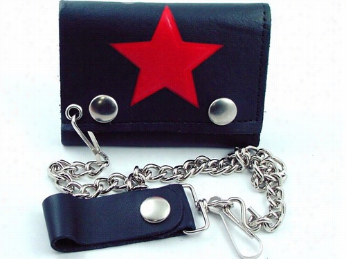 Red Star  Genuine Leather Chain Wallet