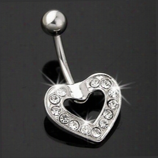 Rhinestone Heart Navel Jewelry