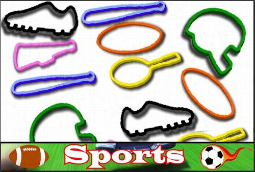 Rubberband Bracelets - Sports Fun Shapes Rubber Band Bracelet (12 Pack)