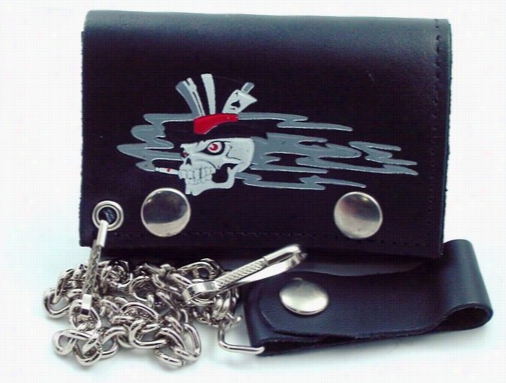 Smokinn' Ace Skull Genuine Leather Chain Wallet