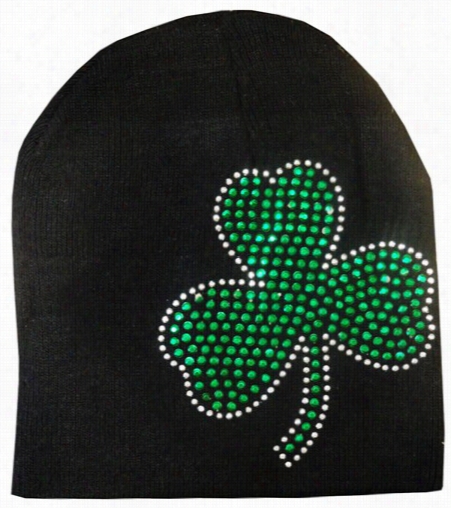 St. Patrick's Day Rhinestone Shamrock Beanie