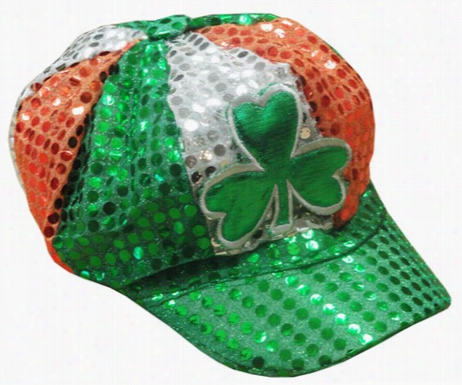 St. Patrick's Day Sequin Shamrock Tri-color Newsboy Hat