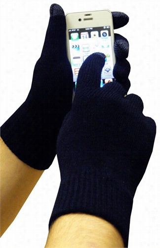 Texting Gloves - Pair Of Lgoves For Strong Screens (navy Blue)