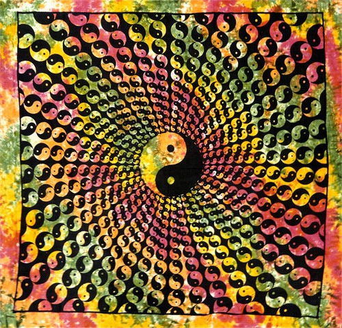 Tie Dye Yin Yang Fractal Tapestry