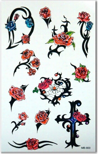 Tribal Thorned Roses Temporary Tattoos