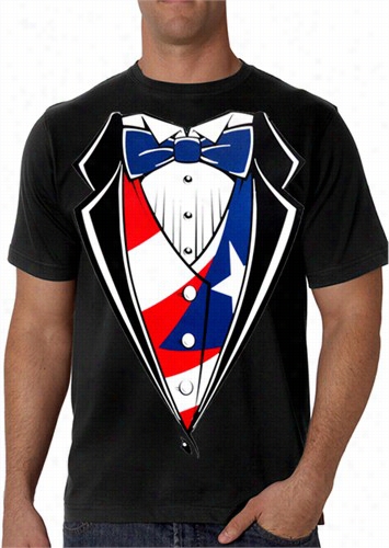 Tuxedo T-shirts- Puerto Rican Flag Tuxedo T-shirt With Wst & Bowtie