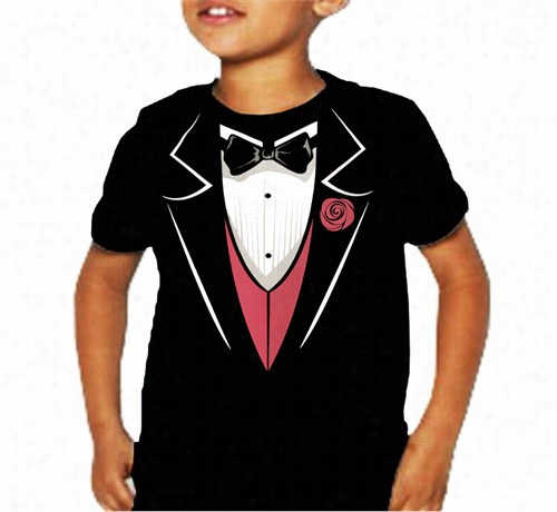 Tuxedo T-shirts - Tuxedo With Pink Vesr And Flower Kid's T-shirt (black)