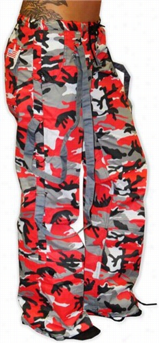 Ufo Strappy Hipster Girls Pants  (red Camo/charoal Grey)