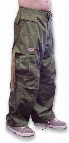 Unisex Ufo Pants With Set Off By Opposition Color (olive Green/khaki)