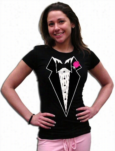 Womans Tuxedo With Pink Flowre T-shirt (black)