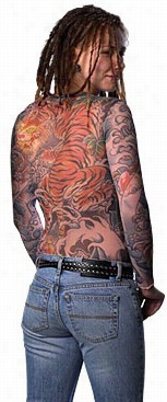 Women's Full Body Tattoo Shirt - Full Material Substance Tiger Taattoo Shirt