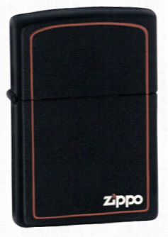 Zippo Logoo Attending Red Border Black Matte Zippo