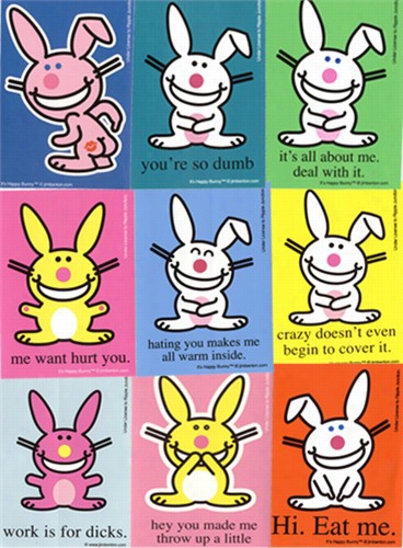 12 Pack Of Assorted Happy Bunny Stickers