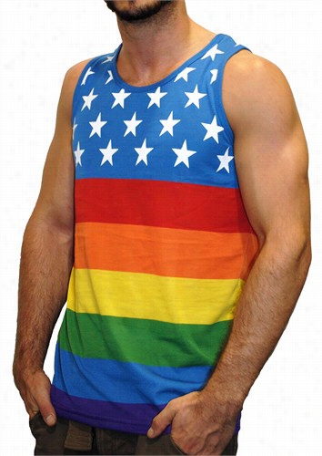 Amerocan Flag Pattern Rainbow Tank Top