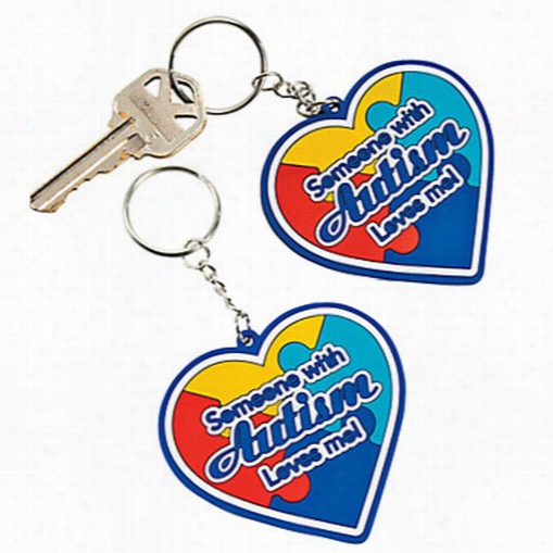 Autism Awareness Rubber Heart Key Chains