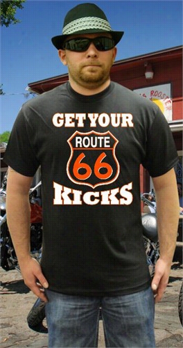 Biker Shirts - &quot;get Youd Kicks Way 66&quot; Biker Shirt