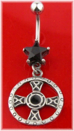 Black Star With Celtic Cross Navel Jewelry