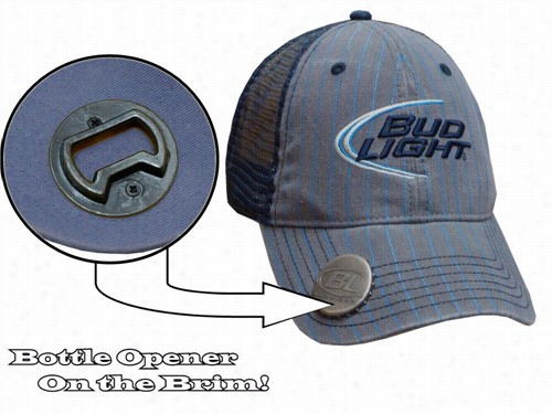 Bottle Opener Hats - Bud Ligth &uqot;pi Nstripe&quot; Bottle Opener Trucker Hat