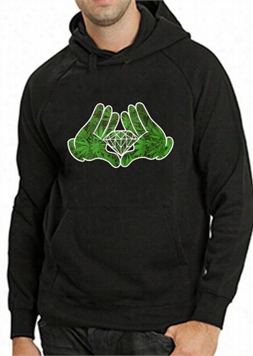 Cartoon Hands Pot Leaf Diamond Adult Hooodie