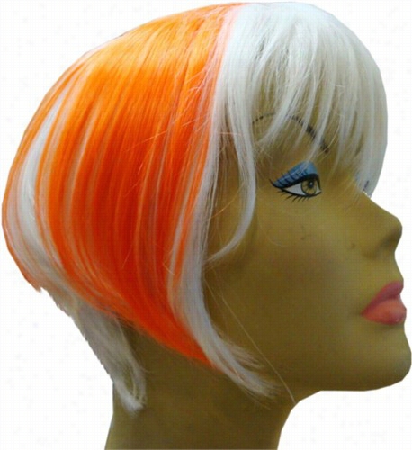 Colored Wigs :: Two Tone Hot Orange & White