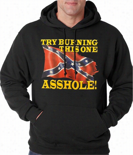 Confederate  Flag - Burn This One Adult Hoodie