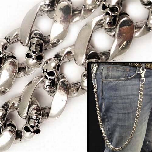 Graveyard Skulls Tough Ink Jean  And Wallet Chain