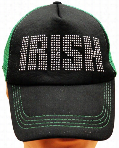 Irish Bling Adjustable Trucker Hat (black/green)