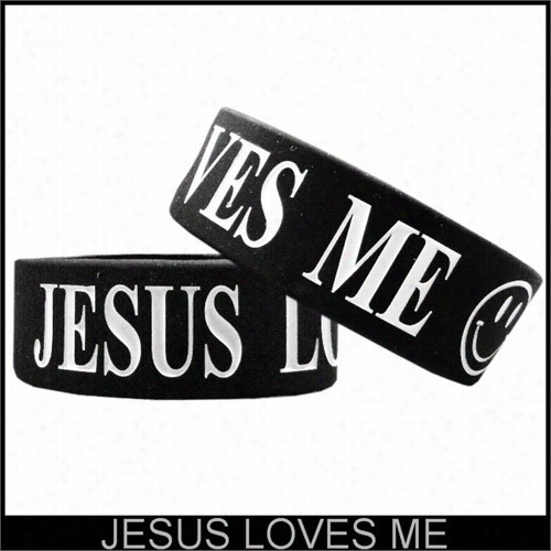 Jesus Loves Me Designer Rubber Saying Bracelet