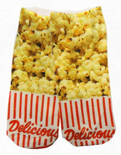 Kid S& Amp; Adults Photo Print Ankle Socks - Delicious Popcorn