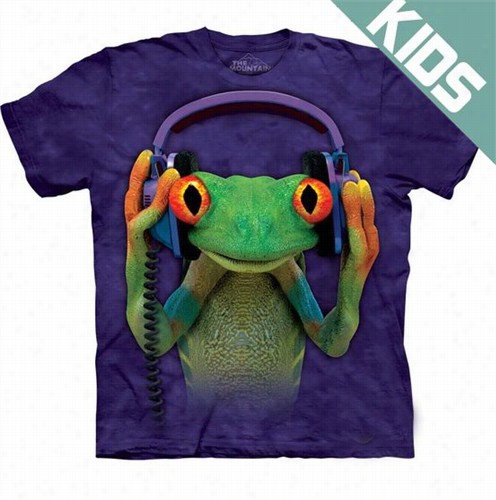 Kid's Dj Peace Frog Big Face T-shirrt