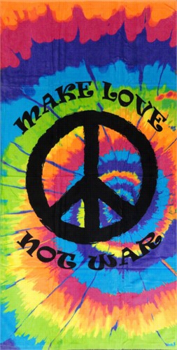 Make Love Not War Tie Dye Bach And Bath Towel (30&quot; X 60↦quot;)