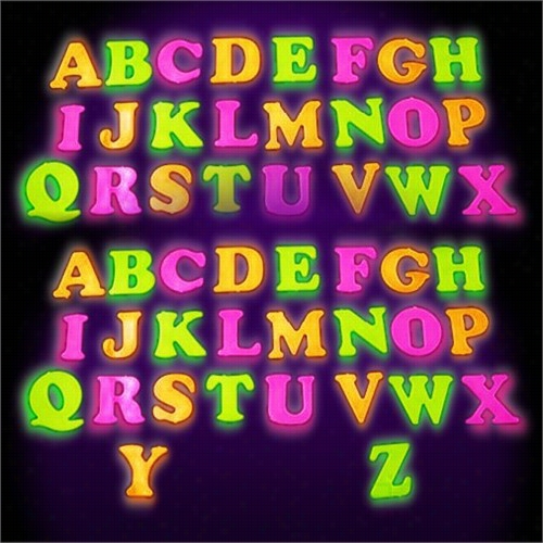 Neon Rainbiw Alphabet Black Light Reactive Wall Decoration (25 Pcs)