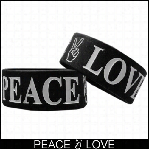 Peace & Love Designer Ruubber Saying Bracelet