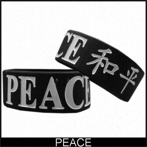 Peace Asian Symbol Designer Rubber Saying Bracelet