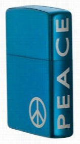 Peace Sappphre Blue Cjrome Zippo Lighter