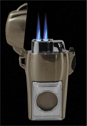 Saratoga Smoking Club Dual Torch Ciar Lighter Witj Cuutter