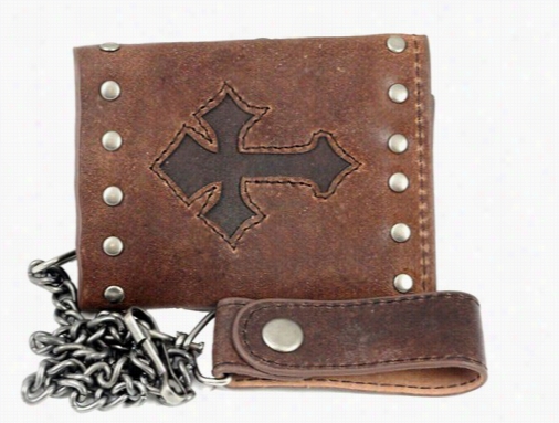 Studded Celtic Cross Leather Wallet