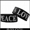 Peace & Love Designer Rubber Saying Bracelet