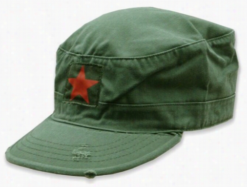 Vintage Bdu Fatigue Combat Hat (olive Drab W/ Star)