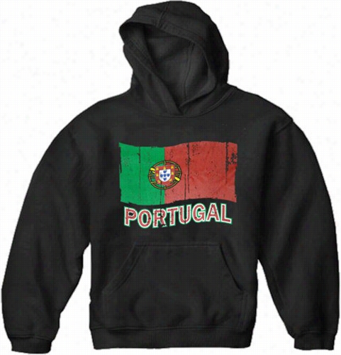 Vintagge  Portugal Waving Flag Adult Hoodie