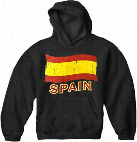 Vintage Spain Waving Flag Adult Hodie