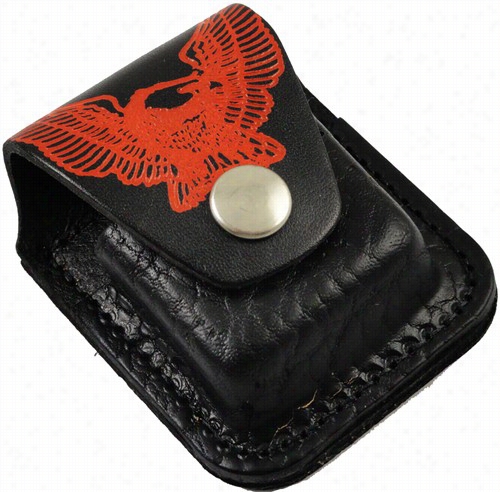 American Eagle Black Leather Zippo Pouch