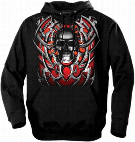 Biker Hoodies - &quot;tribal Steel Blade Skull&quot;  Biker Hoodie