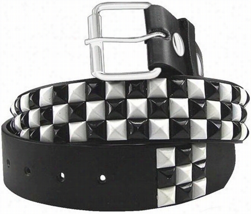 Black & White Checkerboard Pyramid Studded Leather Constraint