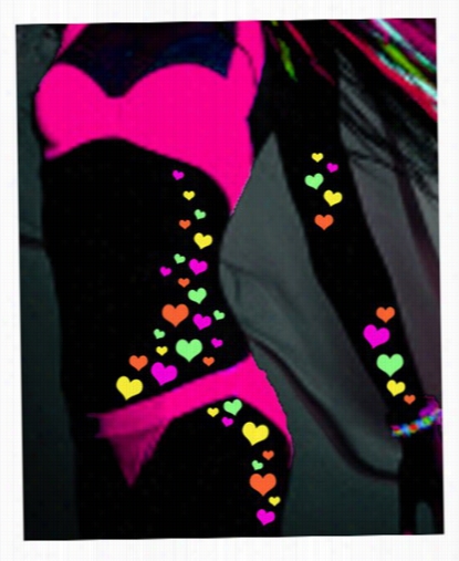 Black Light Reaatcive Body Stickers - Hearts