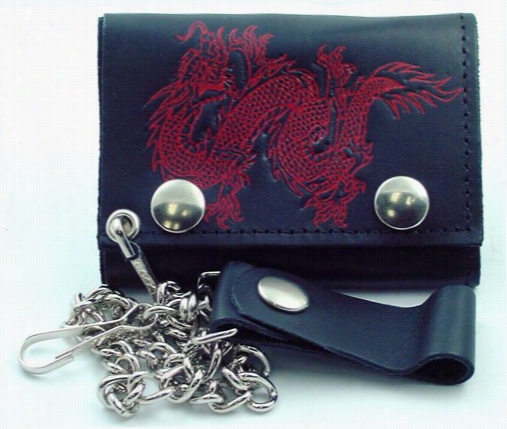 Chinese Dragon Genuine Leather Chain Walllet